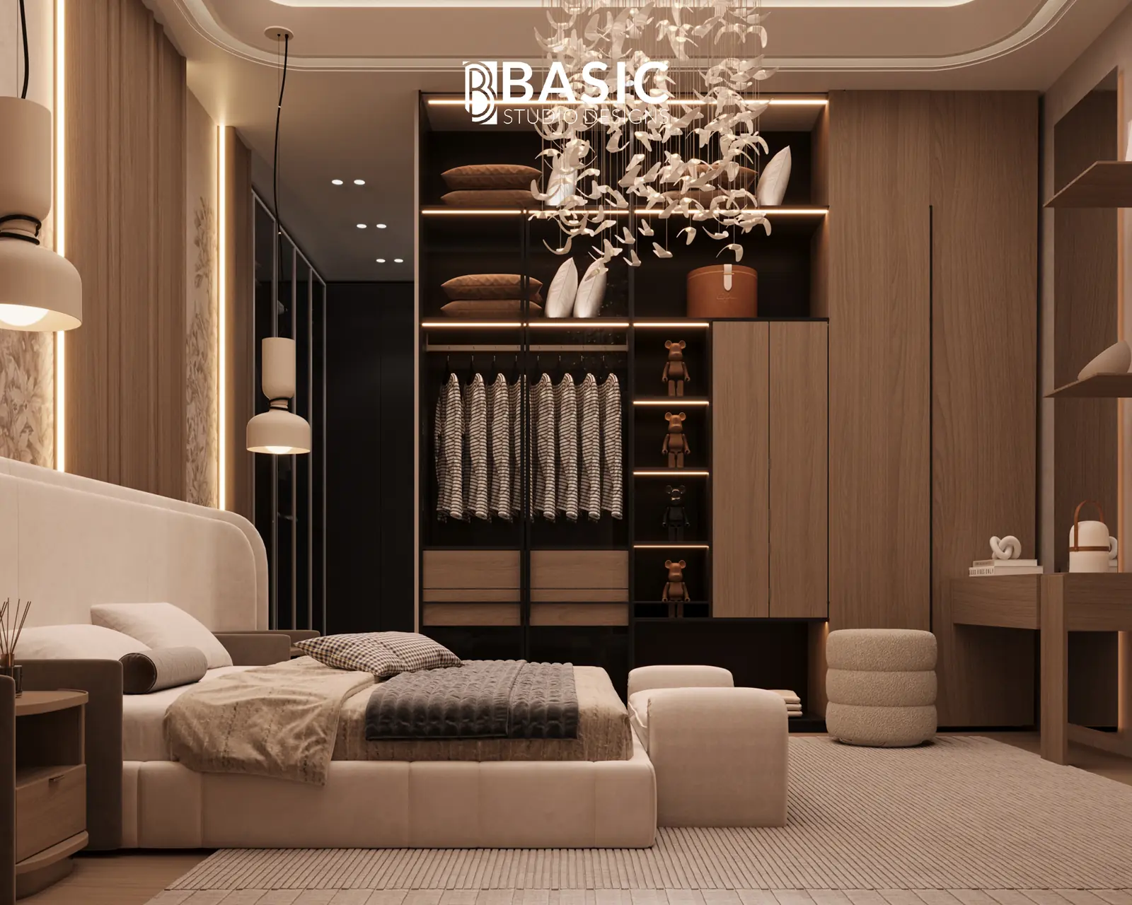تصميم غرفة نوم رئيسية مع حمام - بيزك ستوديو ديزاين
