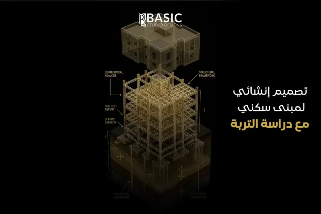 تصميم إنشائي لمبنى سكني مع دراسة التربة