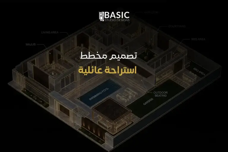 أسرار إعداد تصميم مخطط استراحة عائلية لمساحات واسعة وعملية