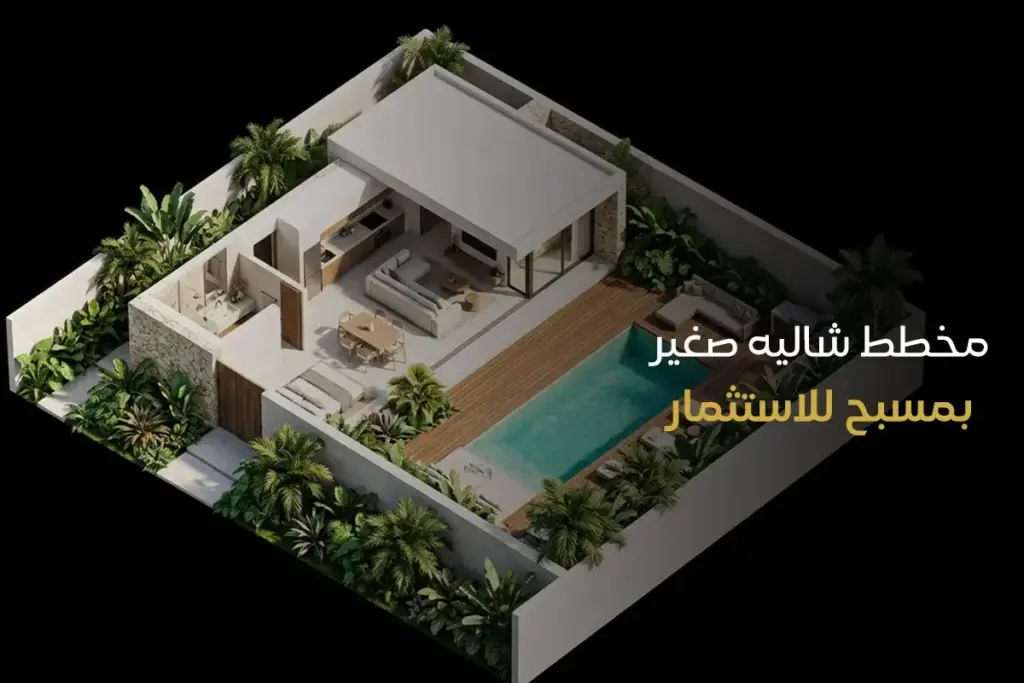 مخطط شاليه صغير بمسبح للاستثمار